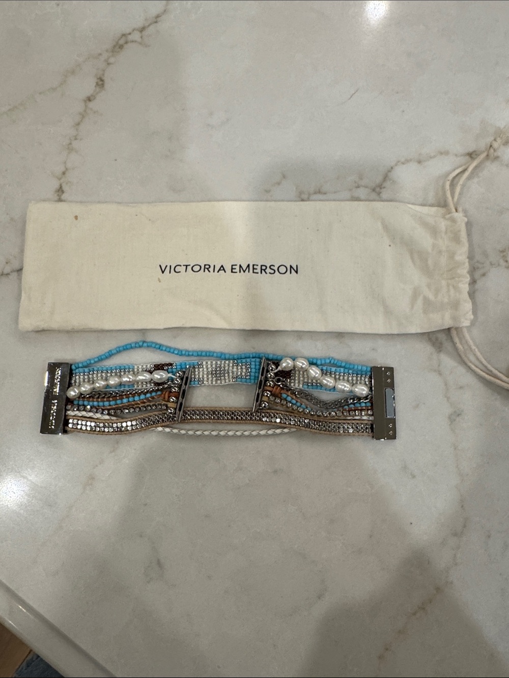 Victoria Emerson Turquoise and Pearl Multi-Strand Bracelet for Apple watch